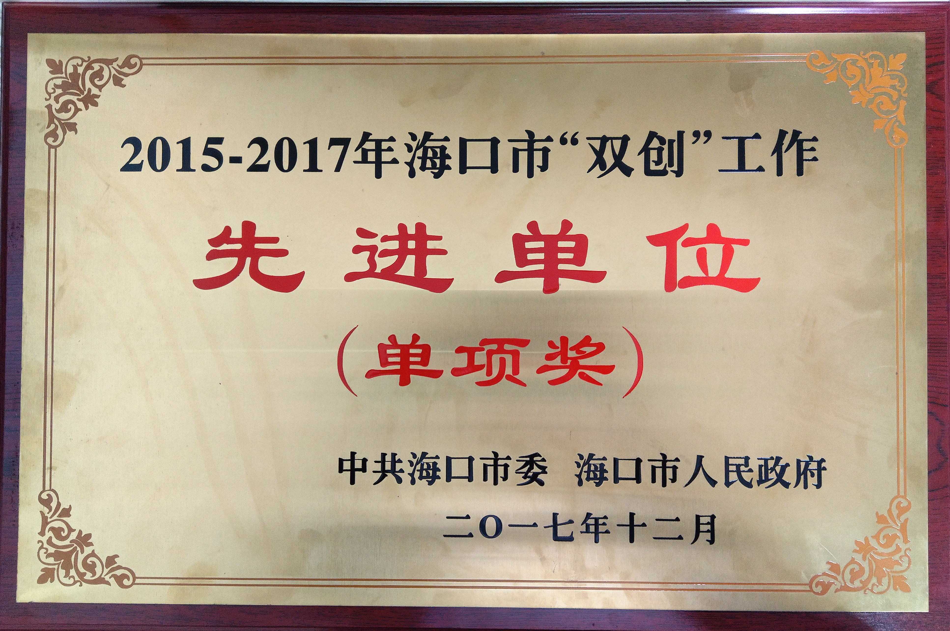 我校团委获评海口市“双创”工作先进单位